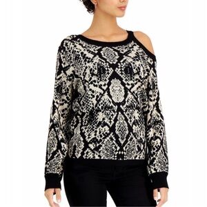 Sweater Women’s Black Snake Printed One Cold-Shoulder